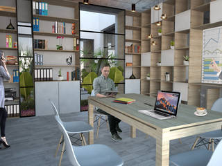 Oficinas Inmobiliaria, Arquitectos M253 Arquitectos M253 インダストリアルデザインの 書斎