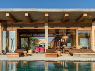Casa Lyons - H, LIA.mx LIA.mx Tropical style balcony, veranda & terrace Concrete Beige
