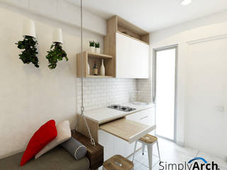 Nyaman tinggal di Unit Apartemen Kecil Namun Terkesan Luas dan Cozy, Simply Arch. Simply Arch. Dapur Modern
