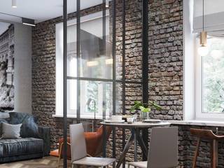 Cozy Loft Style Apartment. 1 bedroom, 97 m2, Barcelona., ANNAROMEO DESIGN ANNAROMEO DESIGN Cocinas industriales