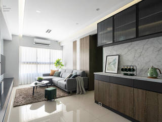 Residence | Kaohsiung 全民萬歲 陳宅, E&K宜客設計 E&K宜客設計 Modern living room