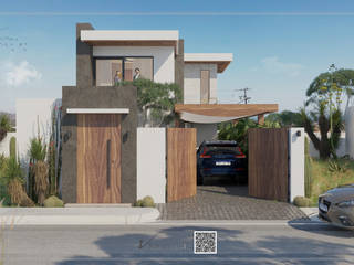 Proyecto M , Visualización 3D Visualización 3D บ้านขนาดเล็ก ไม้ Wood effect