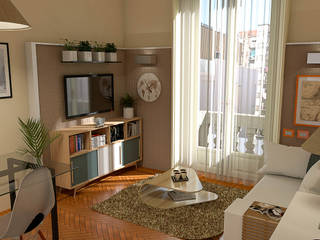 Restyling soggiorno a Milano, Fanchini Roberto architetto - Archifaro Fanchini Roberto architetto - Archifaro غرفة المعيشة