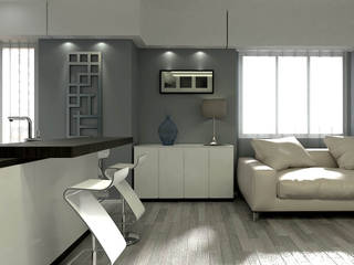 Soggiorno con cucina a isola: Moderno e Funzionale, Fanchini Roberto architetto - Archifaro Fanchini Roberto architetto - Archifaro Living room