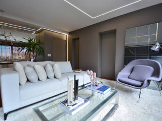 Sala de estar e lavabo, Juliana Damasio Arquitetura Juliana Damasio Arquitetura Modern living room MDF