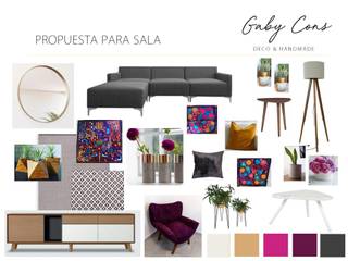 Diseño de área social, Santa Catarina, N.L., Gaby Cons Deco & Handmade Gaby Cons Deco & Handmade オリジナルデザインの リビング