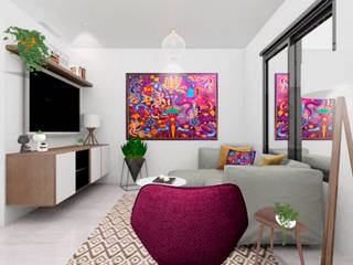 Diseño de área social, Santa Catarina, N.L., Gaby Cons Deco & Handmade Gaby Cons Deco & Handmade Living room