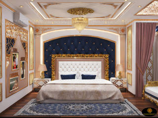 Mr Sunil Singh's Luxury Master Bedroom Royal Touch | Howrah - West Bengal | Custom Design Interiors Private Limited, CUSTOM DESIGN INTERIORS PVT. LTD. CUSTOM DESIGN INTERIORS PVT. LTD. Asian style bedroom Wood-Plastic Composite