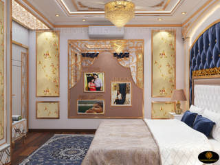 Mr Sunil Singh's Luxury Master Bedroom Royal Touch | Howrah - West Bengal | Custom Design Interiors Private Limited, CUSTOM DESIGN INTERIORS PVT. LTD. CUSTOM DESIGN INTERIORS PVT. LTD. Asian style bedroom Metal