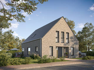 Fotorealistische Darstellung eines Einfamilienhauses, build Architektur-Visualisierung UG build Architektur-Visualisierung UG Prefabricated home Bricks