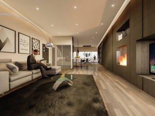City Life apartament, MO.D'A MO.D'A Soggiorno moderno Legno Effetto legno