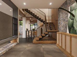 Thiết kế nội thất phong cách Rustic cho biệt thự Dương Nội, Kiến Trúc và Nội thất V.Scale Kiến Trúc và Nội thất V.Scale Stairs
