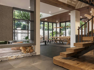 Thiết kế nội thất phong cách Rustic cho biệt thự Dương Nội, Kiến Trúc và Nội thất V.Scale Kiến Trúc và Nội thất V.Scale Living room
