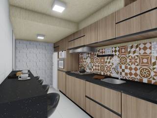 Cozinha L&W, 3nside Arquitetura e Interiores 3nside Arquitetura e Interiores Cozinhas pequenas Madeira maciça Multi colorido
