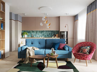 "Чувство и логика" квартира, MK-design studio MK-design studio Eclectic style living room Concrete