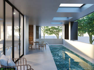 RESIDENCIA EN MÉRIDA, FOREST HOUSE CHOLUL, AIDA TRACONIS ARQUITECTOS EN MÉRIDA, YUCATÁN, MÉXICO AIDA TRACONIS ARQUITECTOS EN MÉRIDA, YUCATÁN, MÉXICO Piscinas naturales