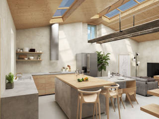 Reforma vivienda tradicional , m2d2 infografía m2d2 infografía Cocinas de estilo escandinavo