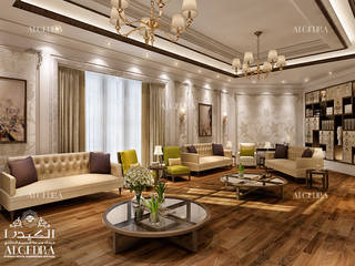 Living room design in Abu Dhabi, Algedra Interior Design Algedra Interior Design モダンデザインの リビング