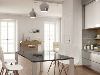 Appartamento in Lungo Dora Napoli_ Progettazione e Render interni, Render db Studio Render db Studio Cocinas equipadas