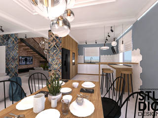 NOWOCZESNY DOM W WARSZAWIE 140 M2, Studio4Design Studio4Design Modern dining room Wood Wood effect