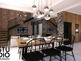 NOWOCZESNY DOM W WARSZAWIE 140 M2, Studio4Design Studio4Design Modern living room Bricks