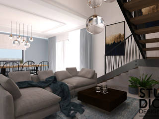 NOWOCZESNY DOM W WARSZAWIE 140 M2, Studio4Design Studio4Design Modern living room Concrete
