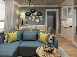 APARTAMENT W CHRZANOWIE, Studio4Design Studio4Design Rustic style living room Stone