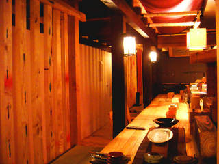 瞞著爹日本料理空間設計 Japanese Restaurant interior design, May kong 美空設計 May kong 美空設計 Bedrijfsruimten Massief hout Bont