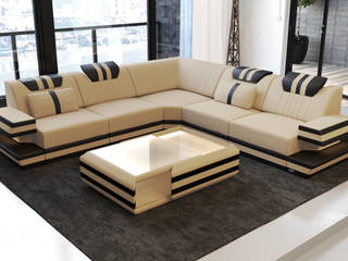 Divani moderni ad angolo, senza penisola, DIVANOVA DIVANOVA Modern living room Leather Grey