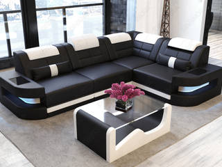 Divani moderni ad angolo, senza penisola, DIVANOVA DIVANOVA Modern living room Leather Grey