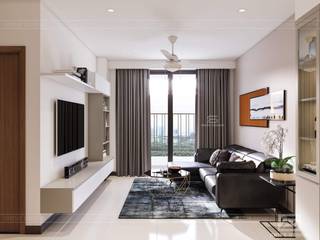 Thiết kế nội thất căn hộ Opal Tower: Phong cách Hiện đại, SHINE DESIGN SHINE DESIGN Phòng khách