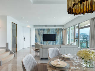 Different Layers of Grey for a Light-European Home - Villa Sorrento, Hong Kong, Grande Interior Design Grande Interior Design Phòng ăn phong cách kinh điển Grey