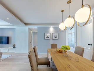 A Modern American Living - Mei Foo Sun Chuen, Hong Kong, Grande Interior Design Grande Interior Design Dining room Grey