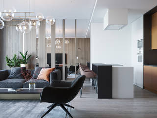 Living room, Оксана Мухина Оксана Мухина Minimalistische woonkamers