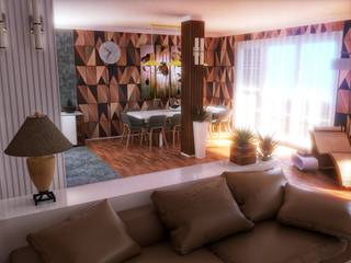 Progetto soggiorno con cucina a vista a Milano , Fanchini Roberto architetto - Archifaro Fanchini Roberto architetto - Archifaro Modern Living Room