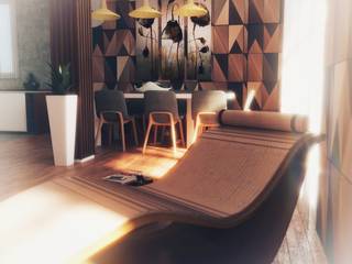 Progetto soggiorno con cucina a vista a Milano , Fanchini Roberto architetto - Archifaro Fanchini Roberto architetto - Archifaro Modern living room