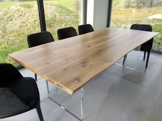Massivholztisch auf Acryl-Tischbein "Venlo", NovoFerro Designmöbelmanufaktur NovoFerro Designmöbelmanufaktur Moderne Esszimmer Holz Holznachbildung