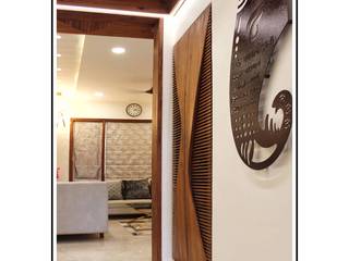 MR. RABADIYA'S BUNGALOW AT SCIENCE CITY, AHMEDABAD, Hinal Dave Hinal Dave Modern corridor, hallway & stairs Wood Wood effect