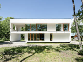 063大町青木湖Yさんの家 atelier137 ARCHITECTURAL DESIGN OFFICE 木造住宅 ガラス 白色