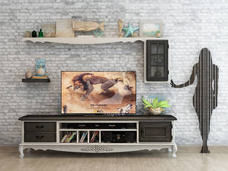 TV Ünitesi Projelerimiz, İMHOTEP COUNTRY FURNİTURE Proje Tasarım&Aydınlatma İMHOTEP COUNTRY FURNİTURE Proje Tasarım&Aydınlatma Oficinas Madera maciza Multicolor