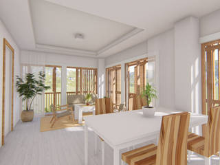 H Apartments & Cafe, Ivan Gatla Architecture Ivan Gatla Architecture Tropical style dining room Wood White