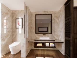 Bungalow Residence Interior, TheeAe Architects TheeAe Architects Tropical style bathrooms