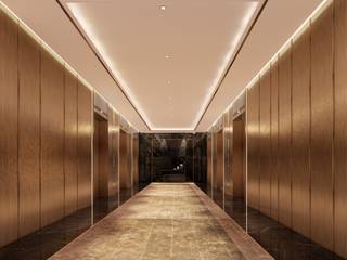 Condo Penthouse Interior Design, TheeAe Architects TheeAe Architects Modern Corridor, Hallway and Staircase