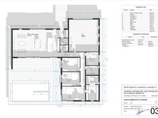 PROYECTO DE CONSTRUCCIÓN DE VIVIENDA UNIFAMILIAR CON PISCINA EN SA PLANERA (MARRATXÍ-MALLORCA), BONFILL INGENIERÍA, ARQUITECTURA Y PAISAJE S.L. BONFILL INGENIERÍA, ARQUITECTURA Y PAISAJE S.L. Дома в стиле модерн Бетон