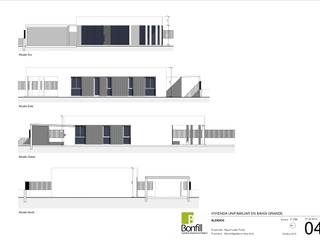 PROYECTO PARA VIVIENDA UNIFAMILIAR CON PISCINA EN BAHÍA GRANDE (LLUCMAJOR-MALLORCA), BONFILL INGENIERÍA, ARQUITECTURA Y PAISAJE S.L. BONFILL INGENIERÍA, ARQUITECTURA Y PAISAJE S.L. Дома на одну семью Бетон