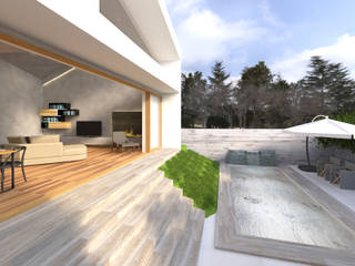 勹の家 暮らしと緑を包み込む家, 株式会社seki.design 株式会社seki.design Moderne Pools