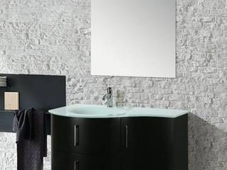 Mobile bagno sopseso bianco nero 104 cm con specchio, Bagno Italia Bagno Italia Ванна кімната MDF