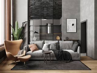 Дизайн квартиры в ЖК «Счастье на Пресне», GM-interior GM-interior Industriale Wohnzimmer