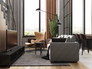 Дизайн квартиры в ЖК «Счастье на Пресне», GM-interior GM-interior Industrial style living room