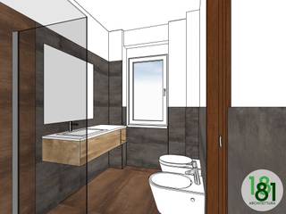 Progettazione online di un bagno contemporaneo effetto metallo oxide, Arch. Sara Pizzo – Studio 1881 Arch. Sara Pizzo – Studio 1881